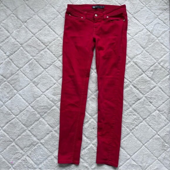 Levi's | Coral Red Denim Curve Low Rise Skinny Jeans | Size 5/27 - Picture 2 of 11